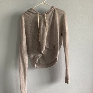 lightweight knit cropped hoodie